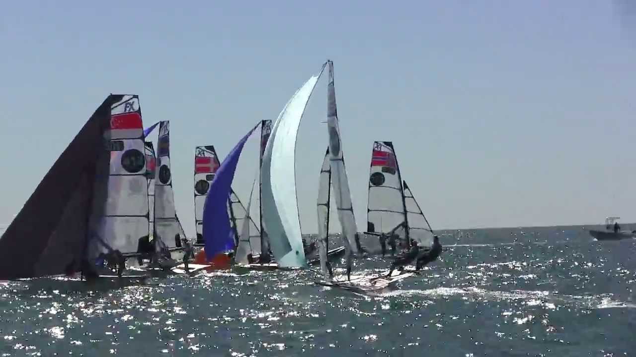 2014 North American's - 49erFX - Race 5 - Finish Mid Pack Battle