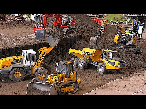 Big Construction Sites and many RC Trucks Dozer Excavator Dumper RC Machines Friedrichshafen 2022