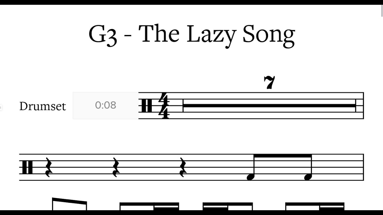 The Lazy Song -  Bruno Mars -  Drumscore