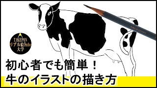 初心者でも簡単 牛のイラストの描き方ー中学校の美術で使える動物スケッチの書き方のコツ Youtube