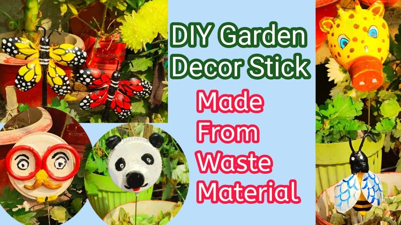Waste Material Craft Ideas Easy Home Decoration//Garden Decor DIY ideas//DIY Garden sticks