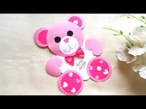Easy Teddy Bear with paper craft/ Teddy Bear Birthday card tutorial/ Handmade Greeting card easy