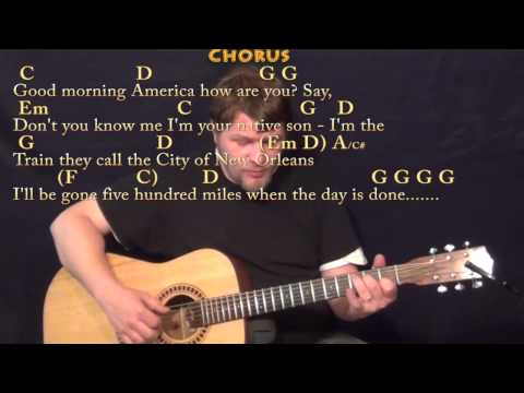 The City of New Orleans (Arlo Guthrie) Fingerstyle Guitar Cover Lesson with Chords/Lyrics