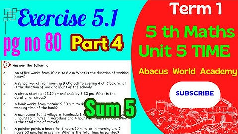 5 std Maths,(unit 5) Time,Exercise5.1Sum 5(pg no 80)part 4,Term 1 New samacheer, New edition 2023