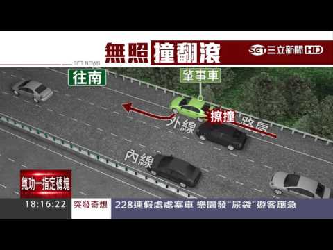 無照違規行駛路肩　超車失控撞翻賓士｜三立新聞台