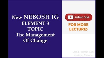 Lecture 8 Nebosh IG Element 3 Topic The Management of Change