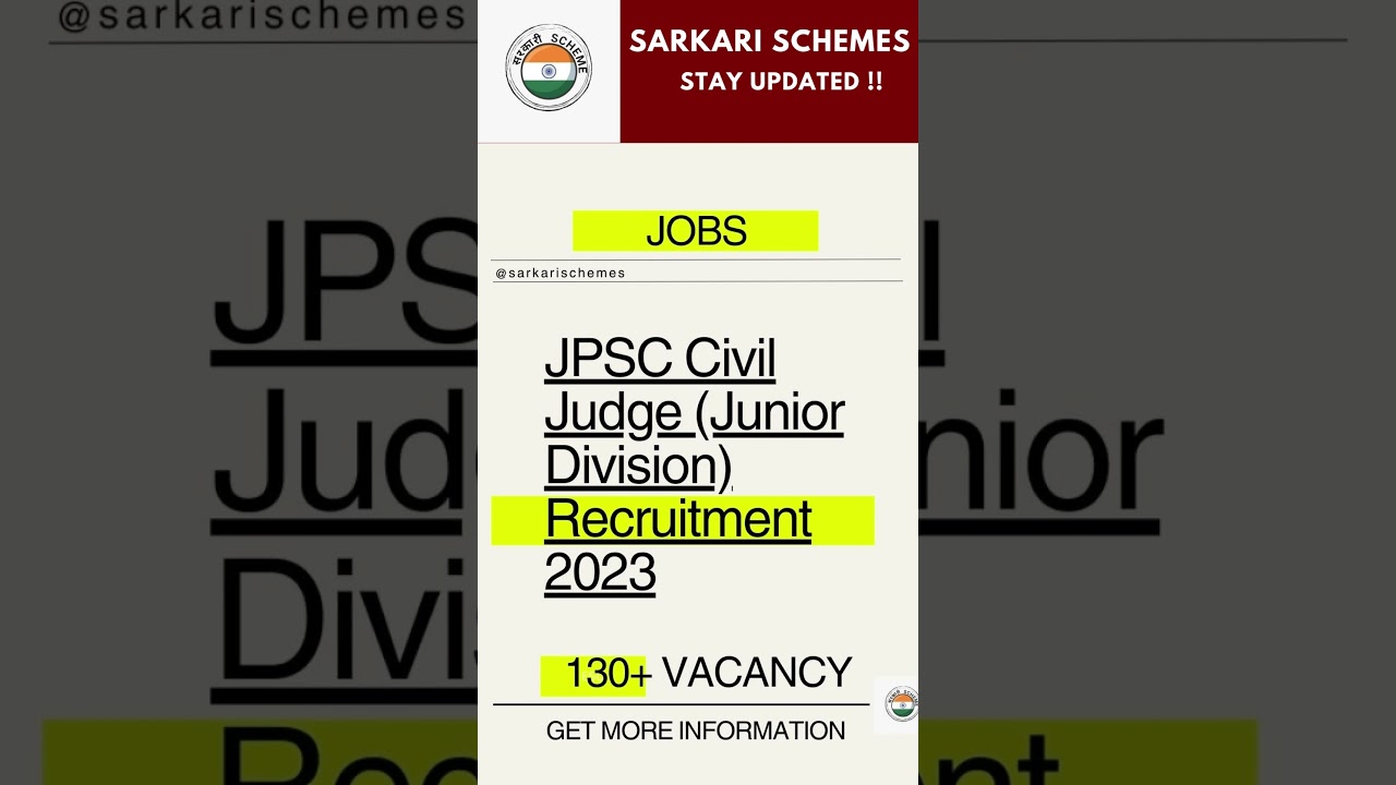 Jharkhand Public Service Commission (JPSC) Civil Judge  Examination 2023 || sarkari schemes ||