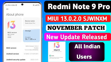 India - Redmi Note 9 Pro Miui 13.0.2.0 SJWINXM New Update Rollout Start with All Indian Users |