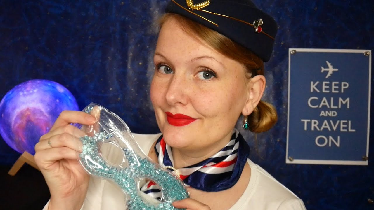 ASMR Stewardess Roleplay First Class Flight deutsch [Fluggeräusche & flüstern] white noise airplane