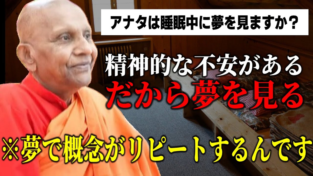 夢を見る人は必見 夢にも法則があります『夢っていうのは妄想の延長です』 【スマナサーラ長老切り抜き】