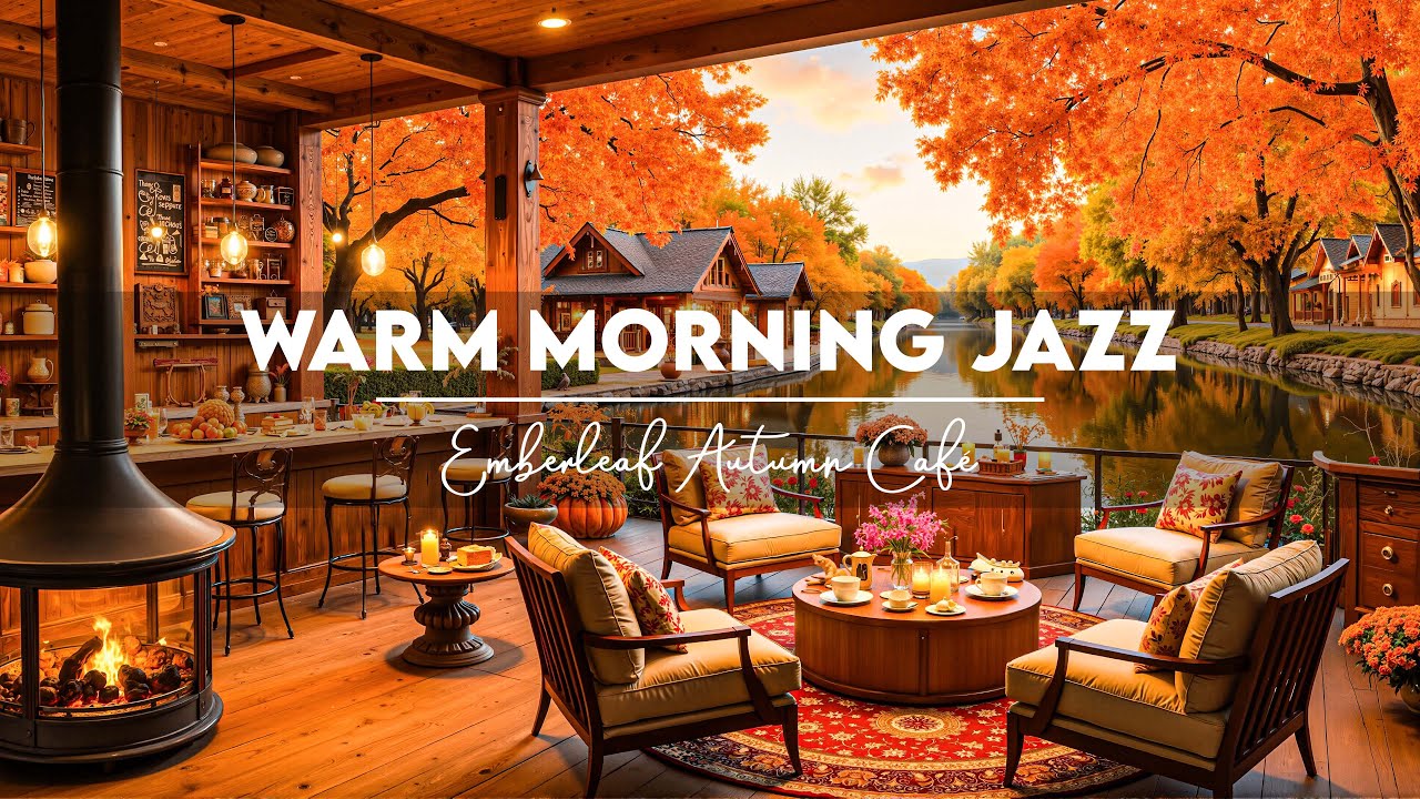 Relaxing Lakeside Café Jazz 🍂 Warm Autumn Jazz Music with Peaceful Fall Ambience  for Work and Study
