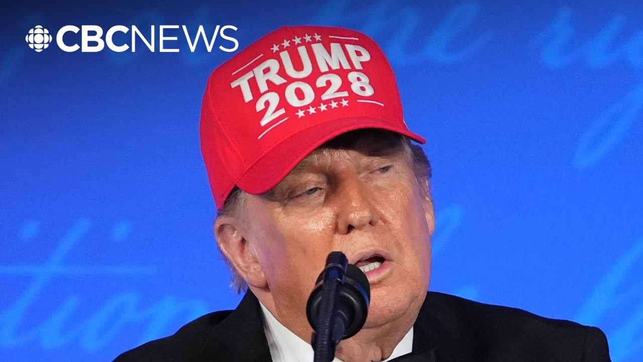 Trump dons TRUMP 2028 hat, mocks media at rescheduled correspondents’ dinner