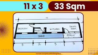 33 Metrekare Ölçülerinde 11X3 Metre Ev Planı