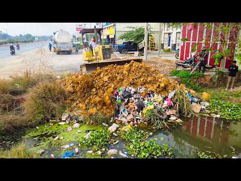 NICELY PROCESS! Bulldozers & Dump Trucks Create Solid Ground From Flooded Land