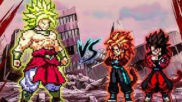 Chaos Broly SSJL OP VS Xeno Gogeta SSJ4 OP & Xeno Vegito SSJ4 OP in Jump Force Mugen