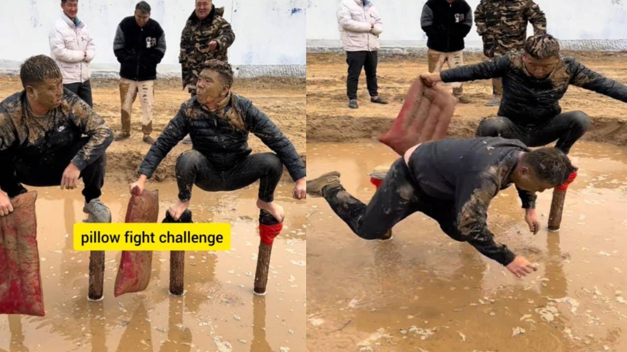 "Ultimate Pillow Battle Challenge! Who Can Keep Their Balance? 🛏️🔥"