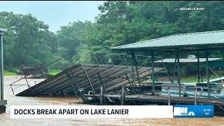 Photos, video show docks breaking apart on Lake Lanier