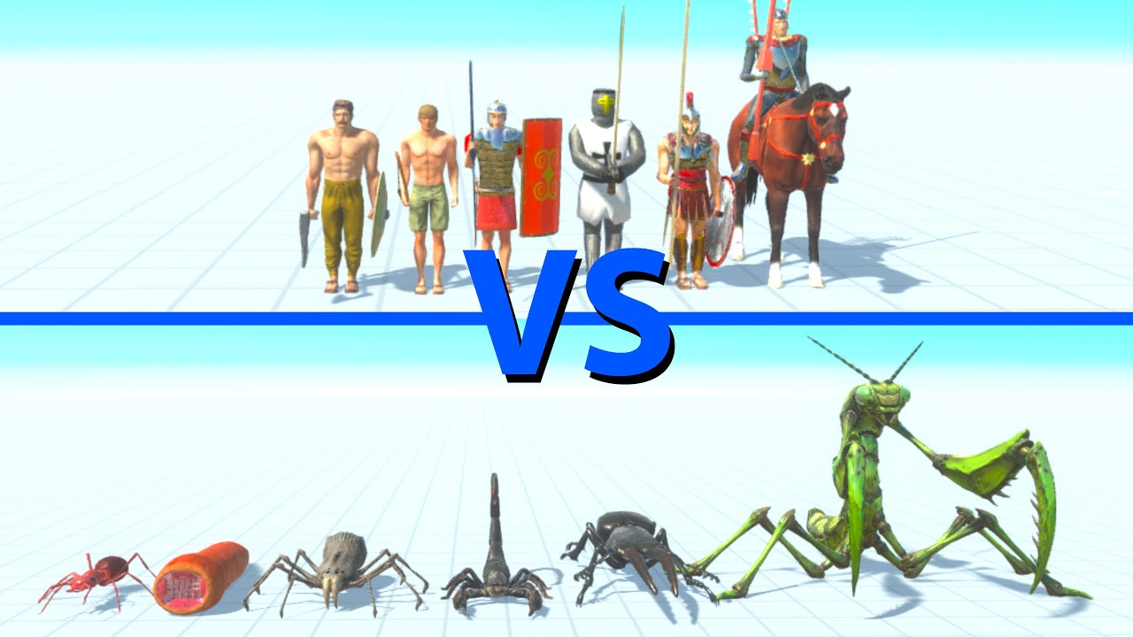 ANCIENT HUMANS Team vs GIANT INVERTEBRATES Team - Animal Revolt Battle Simulator ARBS