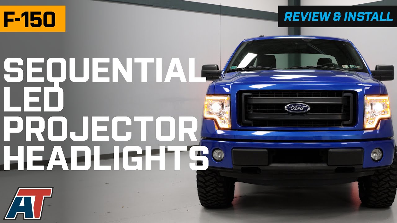Autozensation Black Projector Headlights For 2009-2014 Ford F-150 W/ Sequential LEDs