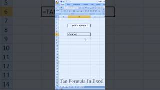 Tan Formula In Microsoft Excel. #excel #computer #excelformula  #exceltutorial #exceltips #excel