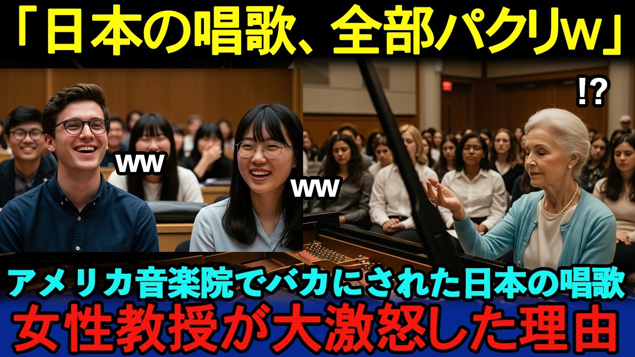 【海外の反応】「日本の唱歌なんて全部パクリでしょw」米国音楽院で侮辱された瞬間→温厚な女性教授が激怒し明かした