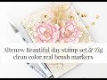 Coloring Altenew stamp with Zig clean color real brush markers