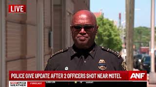 LIVE: Police give update after 2 officers shot, suspect dies near motel off I-20 in Fulton County