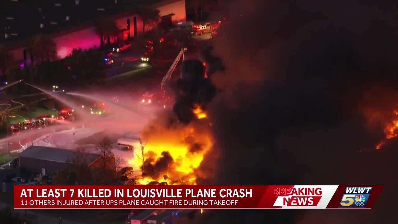 At least 7 dead, 11 injured after UPS plane crashes near Louisville Airport