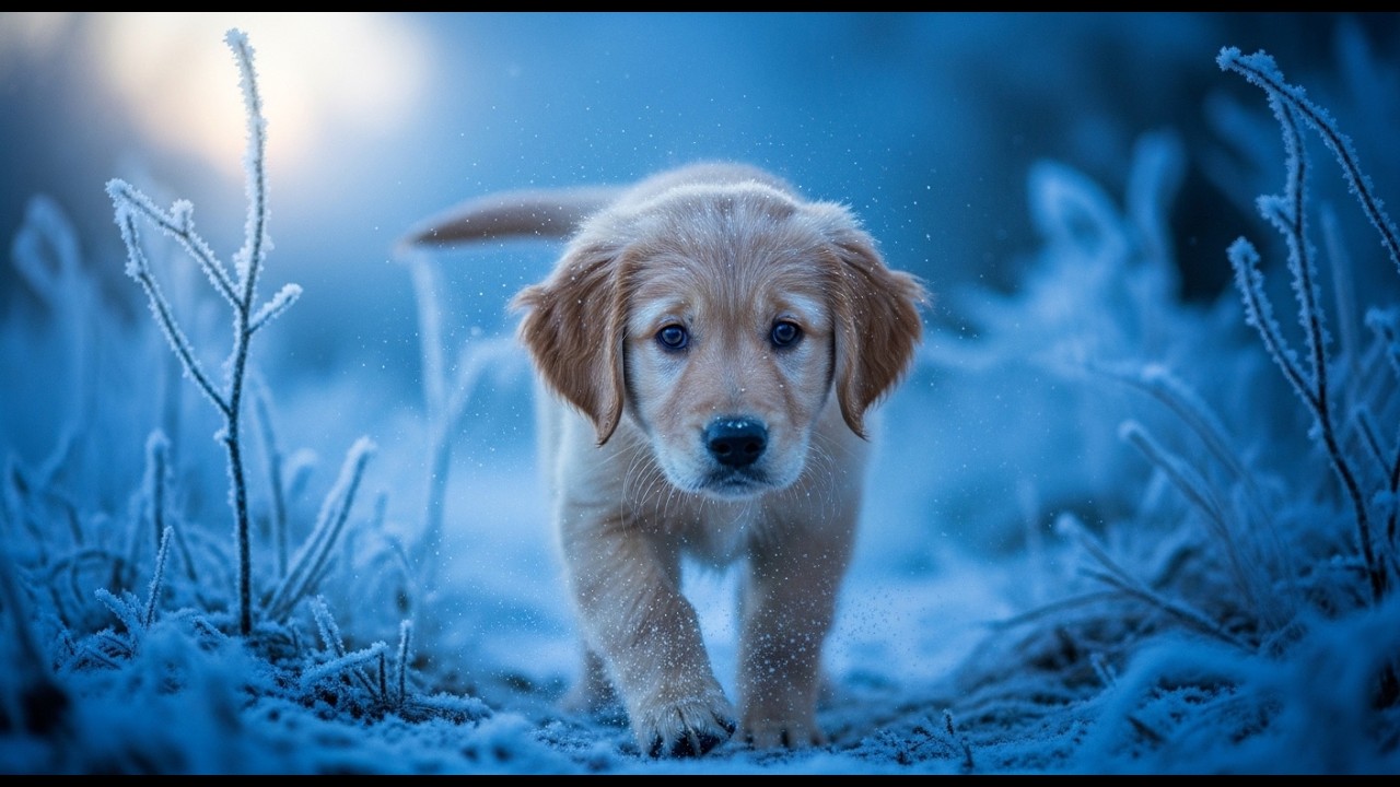 Un cachorro dorado le ruega a un extraño que salve a su familia en la nieve; un final conmovedor.