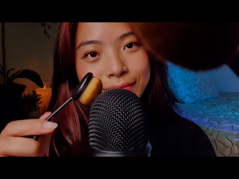 ASMR Gentle Face & Mic Brushing 🌬️ (Whispered)