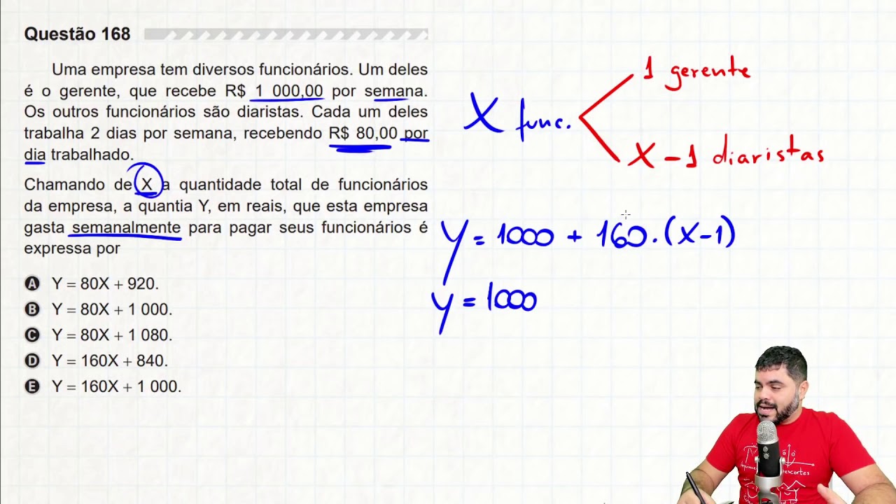 🔥 Questão sobre FUNÇÃO AFIM 168 ENEM 2019 | Uma empresa tem diversos ...