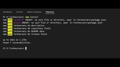 no such file or directory open 'package.json'  npm install command error reactjs react native nodejs