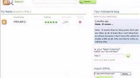 OPML import i Mobispine