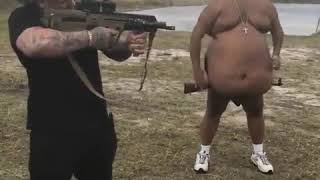 Fat Men Shooting Guns