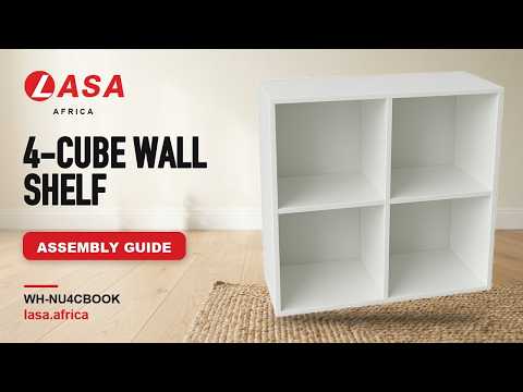 4-Cube Wall Shelf & Compact Modern Bookcase, White – Assembly