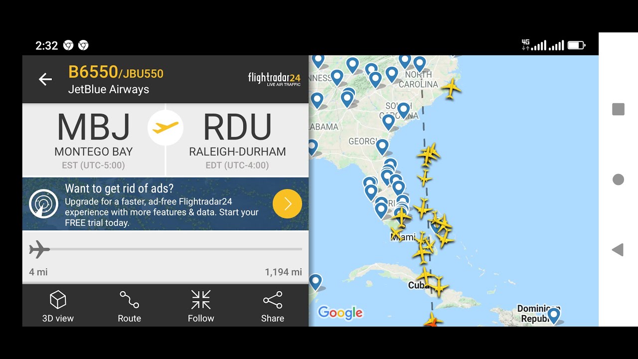 Beautiful day JetBlue departure Montego bay (Mbj) to north Carolina Raleigh Durham( RDU) Embraer
