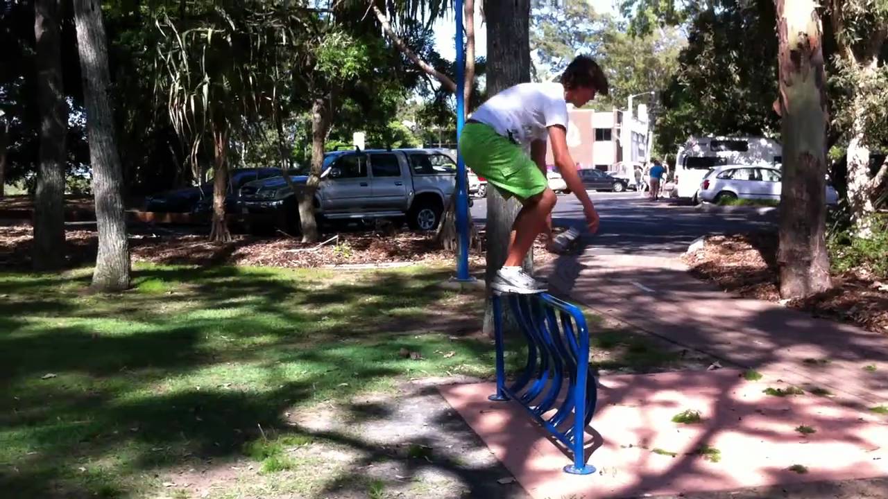 backflip off bike racks alex YouTube