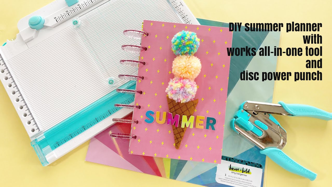 DIY summer planner with We R memory keepers All-in-one tool and disc power punch