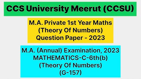 M.A. Private 1st Year Maths (Theory Of Numbers) Question Paper - 2023