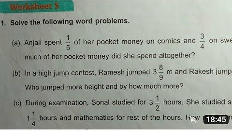Dav Public School Class 5 Math Unit 4 Worksheet 5 || Fractional Numbers || @madhubanclasses