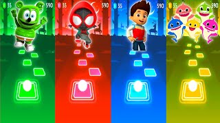 Gummy Bear VS Spiderman VS Paw Patrol VS Baby Shark  Tiles Hop EDM Rush