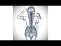 How to draw easy back girl drawing wearing beautiful dress 👗 #short video #trending #viral