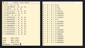 side-by-side speed comparison Python vs. Shell