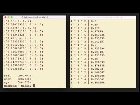 side-by-side speed comparison Python vs. Shell
