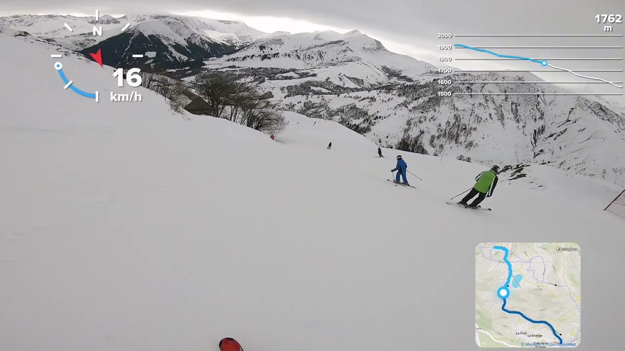 Robin 22dec2022, descente sur St Jean d'Arves, piste bleu "Le Lait".