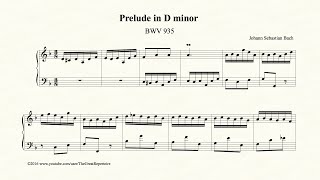 Bach, Prelude in D minor, BWV 935, Organ
Bach, Prelude in D minor, BWV 935, Organ
Sheet music (affiliate link): http://amzn.to/2B2nnEE
6 Little Preludes
Membership:
If you like my videos and would like to support me, please consider joining my channel, you will also get access to perks and exclusive videos. To join my channel please click on the Join button next to Subscribe, or follow this link:
https://www.youtube.com/channel/UCUhfJn88d32udI3ePN9V15A/join Bach, Prelude in D minor, BWV 935, Organ