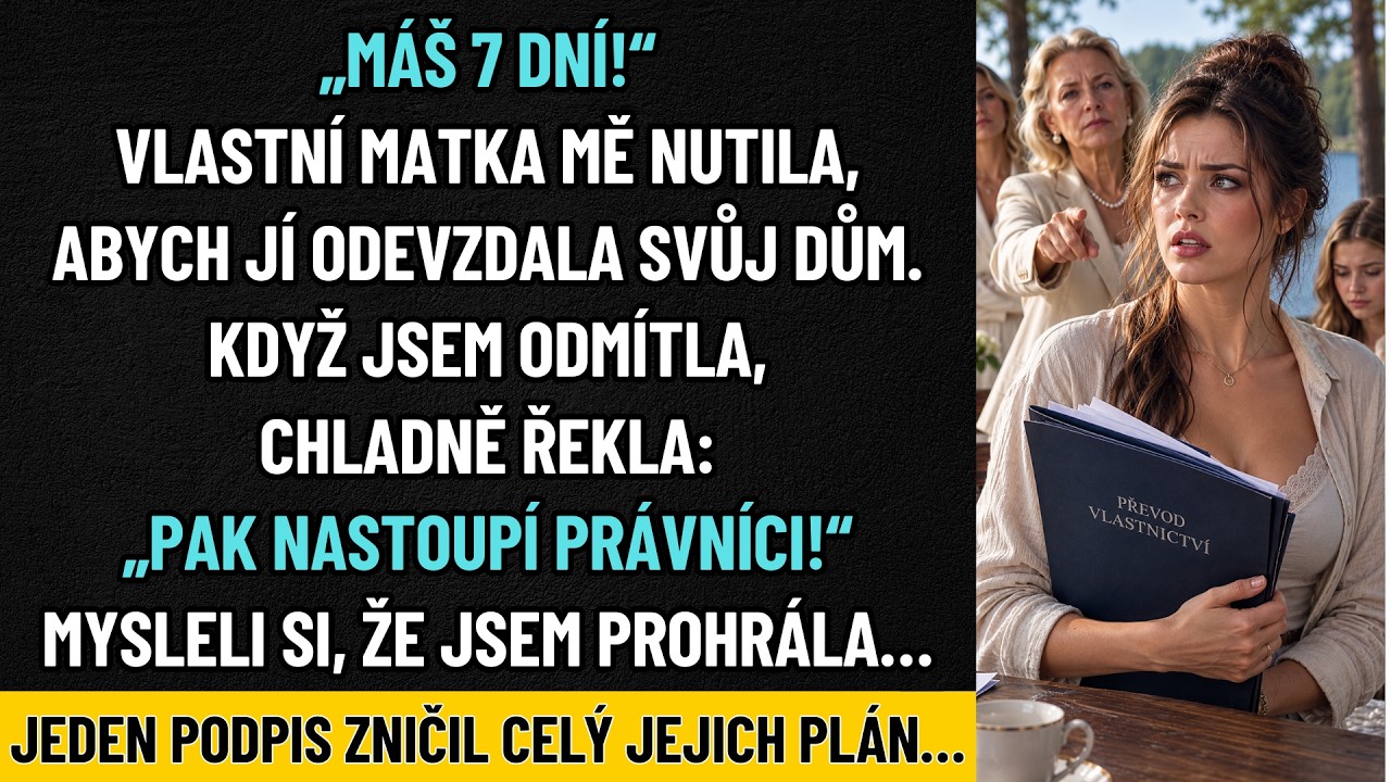 Babička přitiskla na stůl tu modrou složku a já věděla, že už zase rozhodla za mě. „Podepíšeš to,“ řekla tiše. „Až vychladneš, pochopíš, že to děláš pro rodinu.“ Chtěla, abych přepsala dům, který...