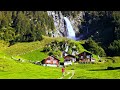 4K Bird's View of Magical Staublifall in Kanton Uri, Switzerland