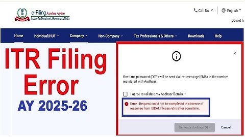 ITR Filing Error How To Solve | ITR Filing Problem Solve | Error Request Could not be completed