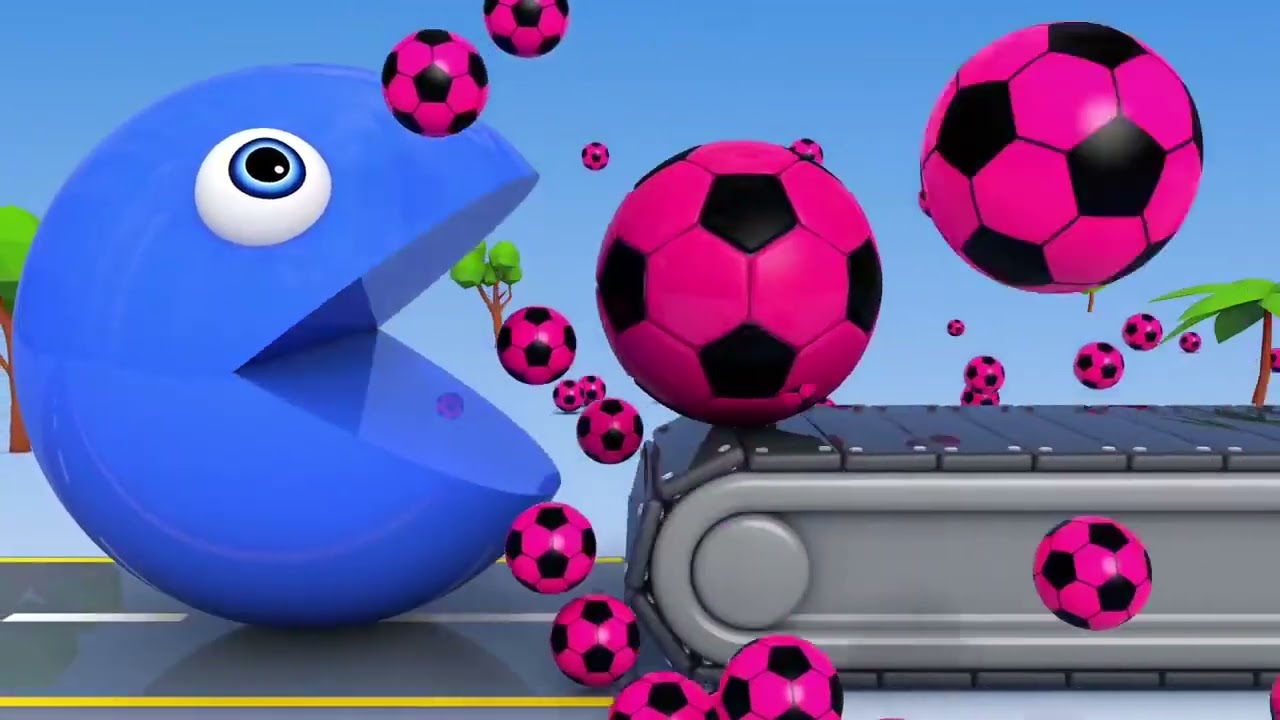 Colorful Farm Play: Learn Colors with PACMAN and 3D Soccer Ball M&M for Kids